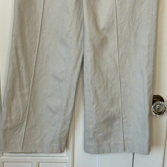 Rumere Linen wide leg pants mid rise cream colour sleek modern clasp closure - Picture 6 of 13
